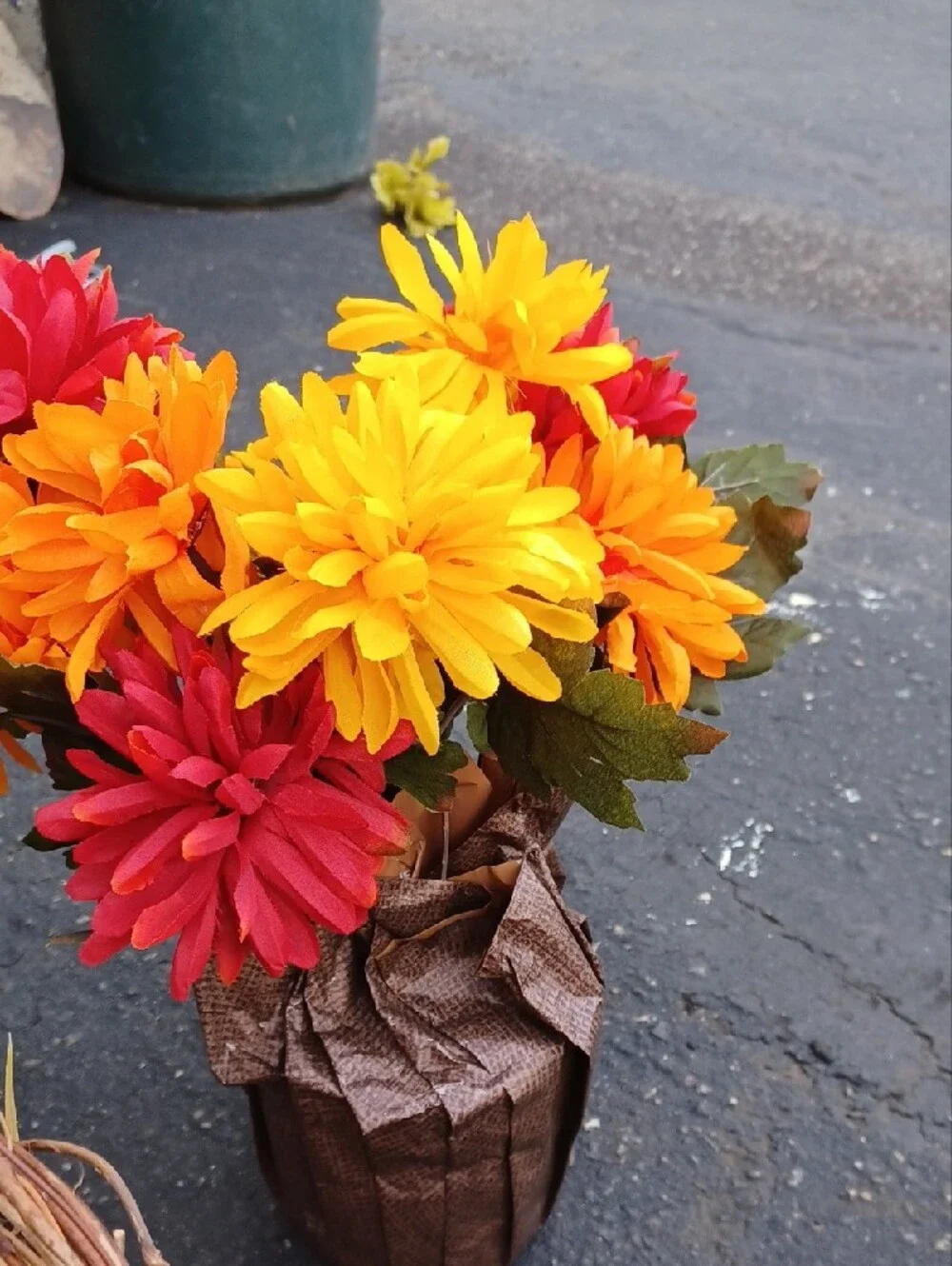 Autumn Sunflower and Daisy Artificial Floral Arrangement - Yellow & Orange